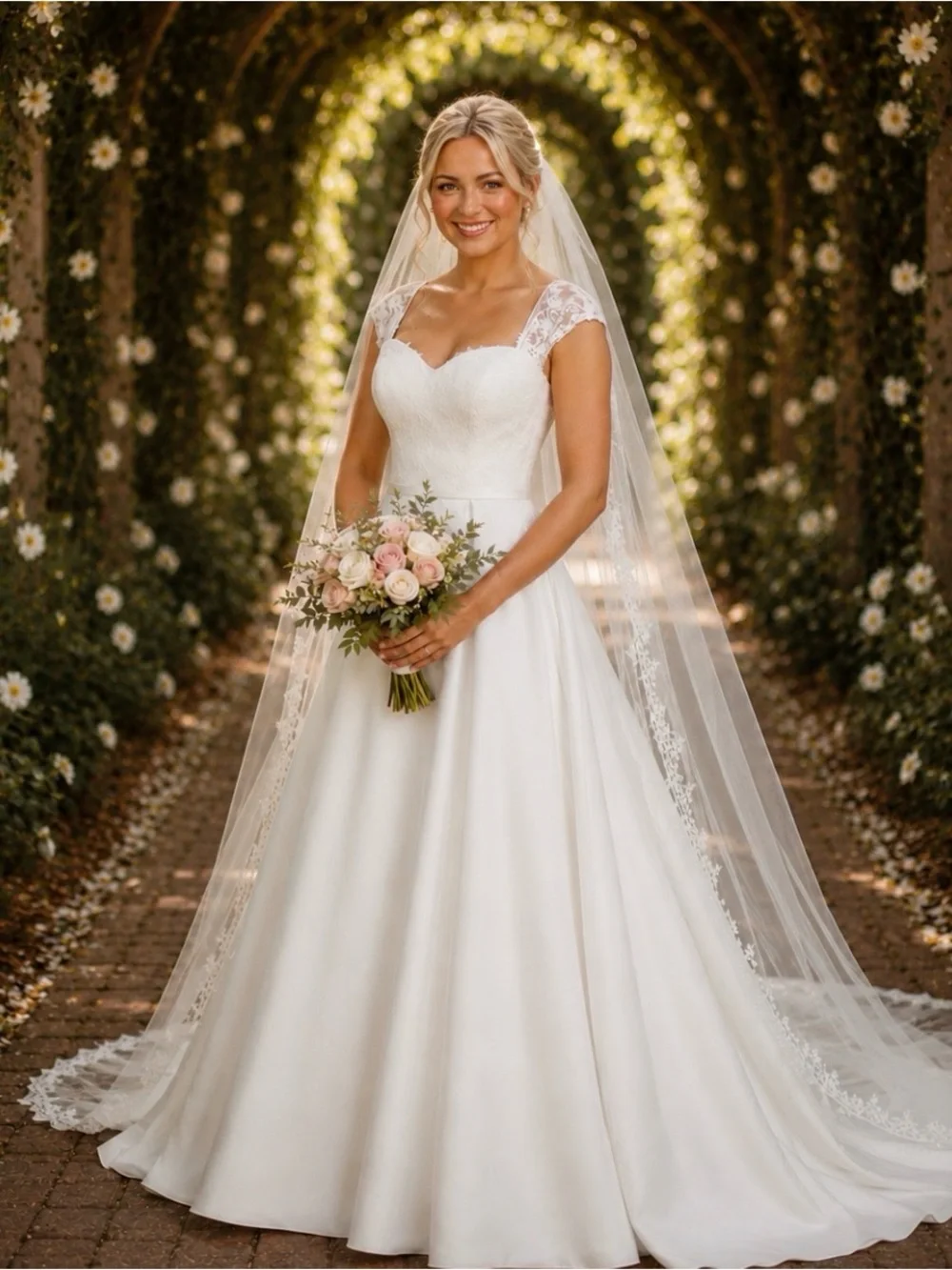 oleg cassini a line wedding dress Oleg Cassini Satin Bodice Organza Wedding Dress